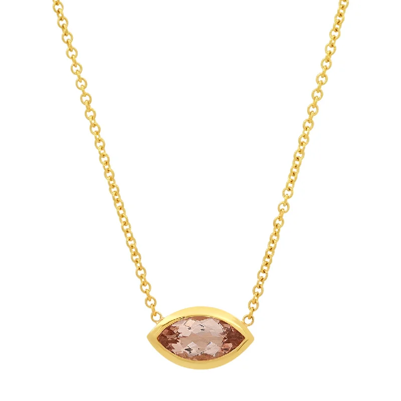 14K YG Morganite Gypsy Necklace