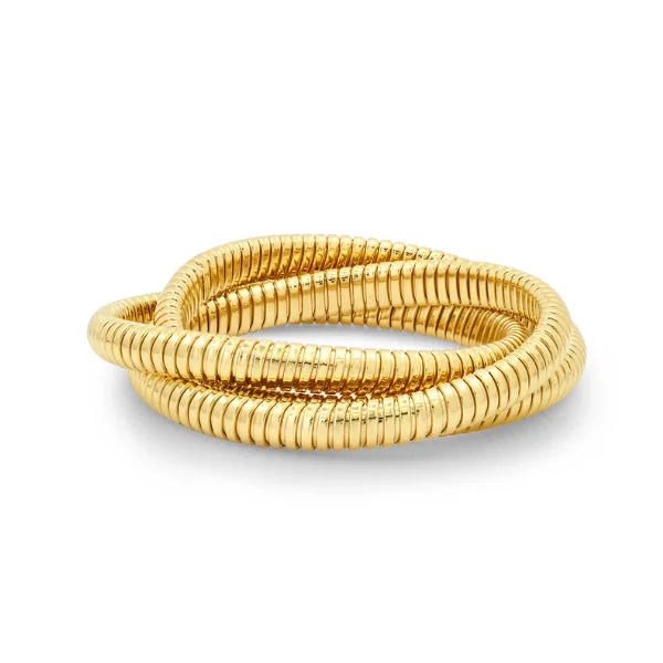 14K YG Reeded Interlocked Bracelet