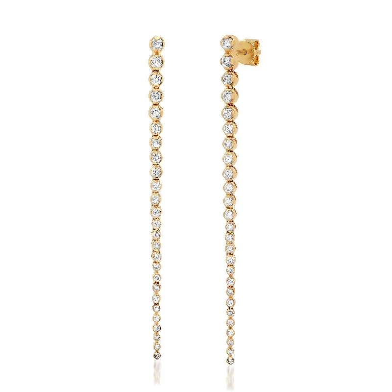 14K YG Tennis Diamond Earrings