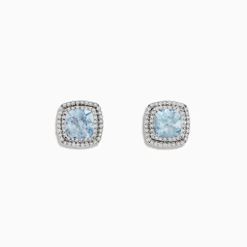 Aquarius 14K White Gold Aquamarine and Diamond Earrings