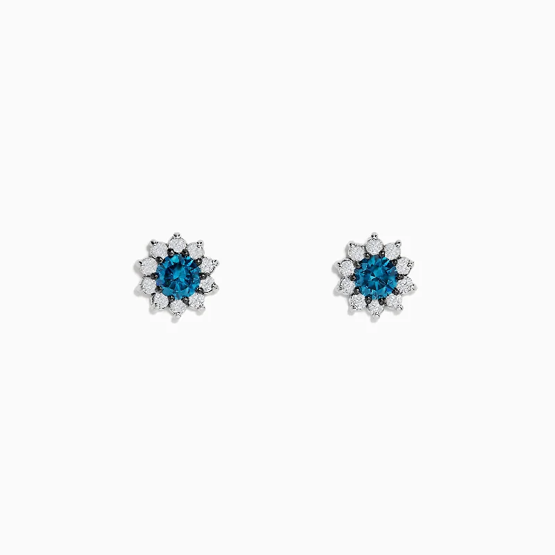 Bella Bleu 14K White Gold Blue and White Diamond Earrings 0.80 TCW