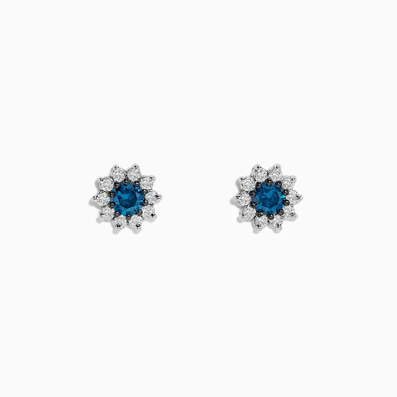 Bella Bleu 14K White Gold Blue and White Diamond Earrings 1.20 TCW