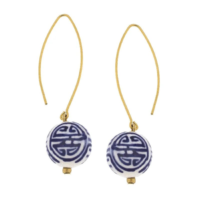 Blue & White Threader Earrings