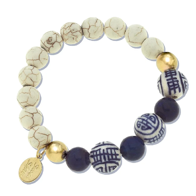 Blue & White Turquoise Lapis Stretch Bracelet