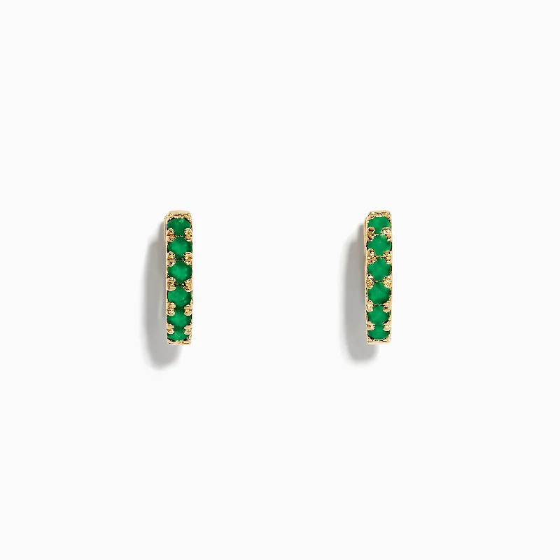 Brasilica 14K Yellow Gold Emerald Huggie Earrings