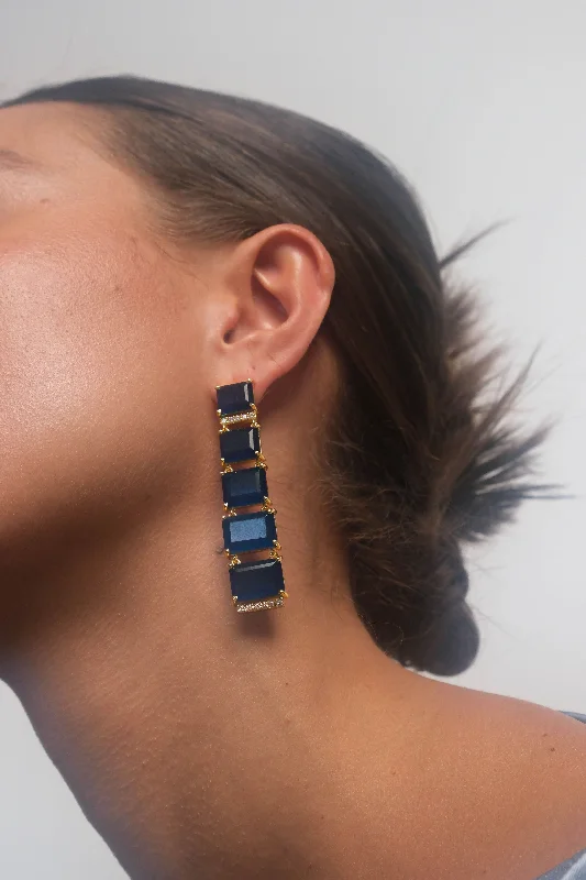 Cascade Earrings - Blue Black Jade