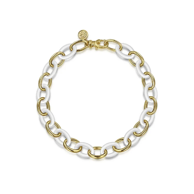 White Ceramic Link Bracelet - Gabriel & Co.