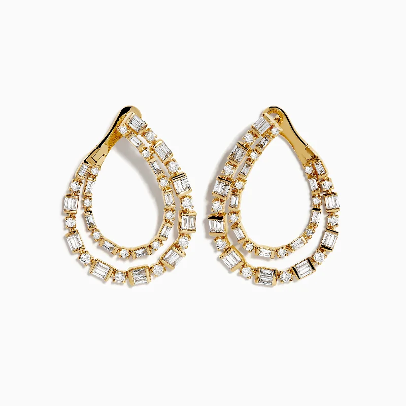 D'Oro 14K Yellow Gold Diamond Statement Earrings 2.01 TCW