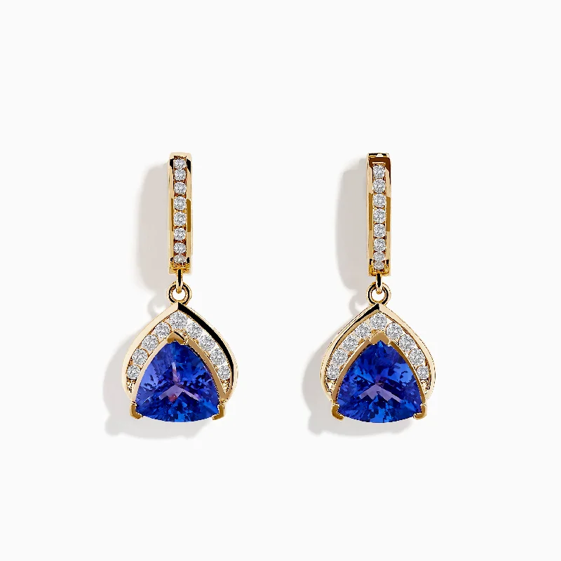 Nahla Siri 14K Yellow Gold Trillion Tanzanite and Diamond Earrings