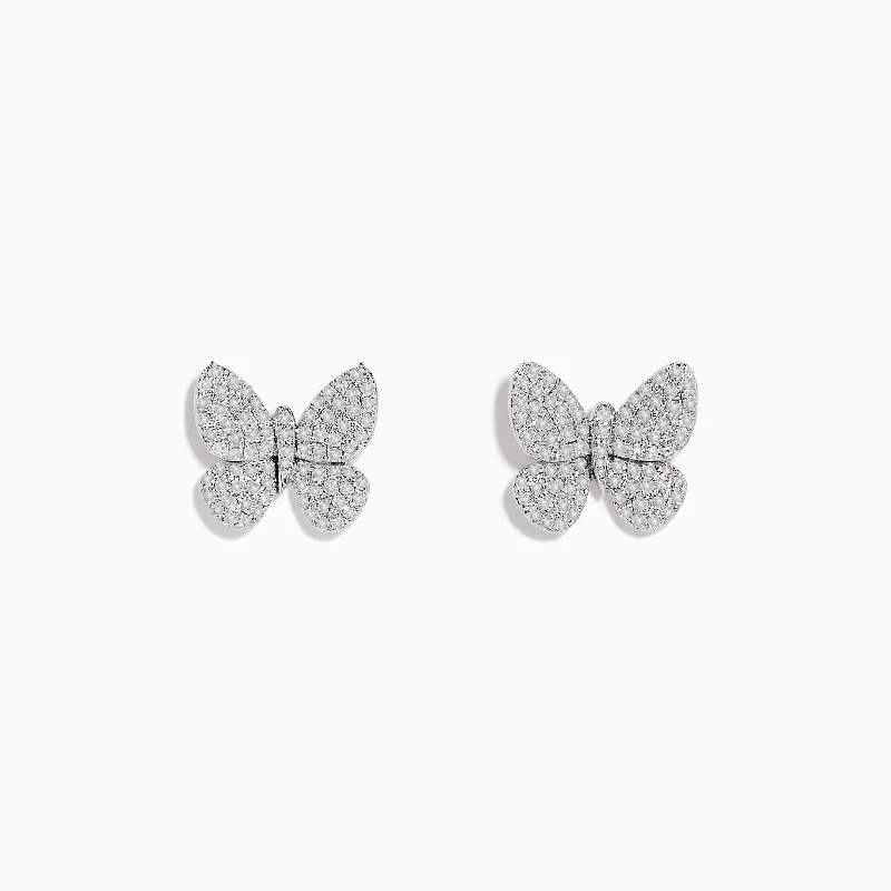 925 Sterling Silver Diamond Butterfly Earrings