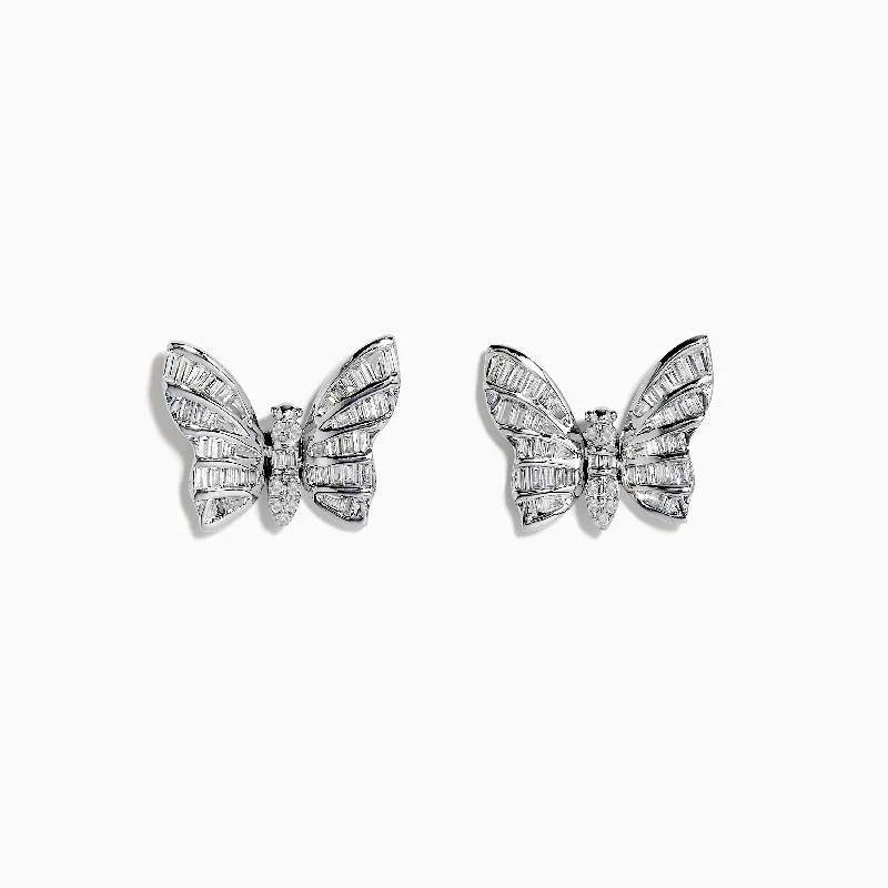 Nature 14K White Gold Diamond Butterfly Earrings