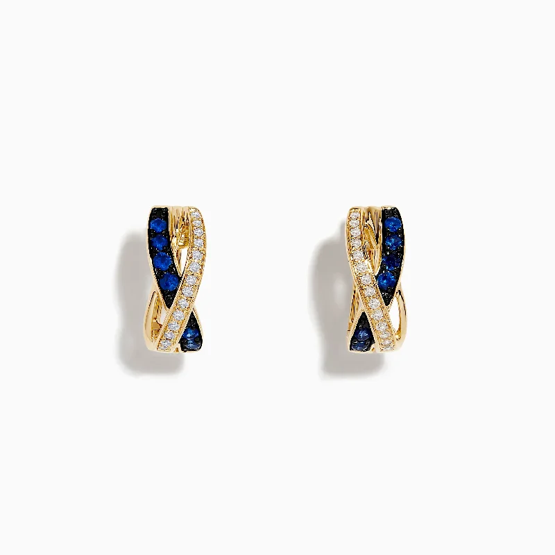 Royale Bleu 14K Yellow Gold Blue Sapphire and Diamond Earrings