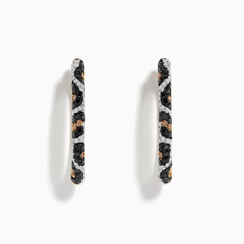 Signature 14K Yellow Gold Black, Espresso, and White Diamond Earrings