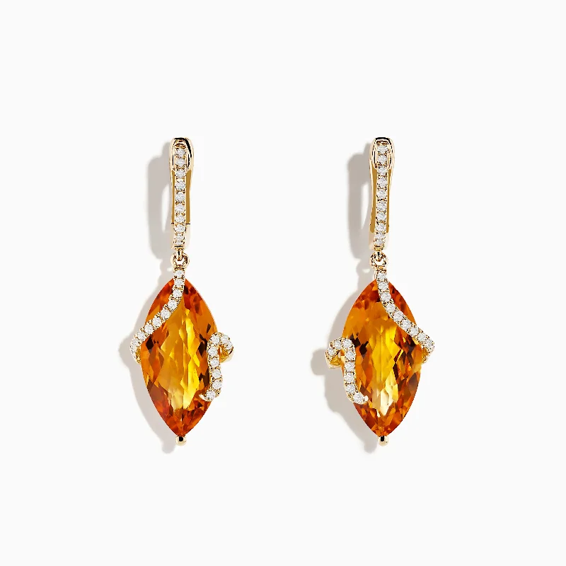 Sunset 14K Yellow Gold Citrine and Diamond Earrings