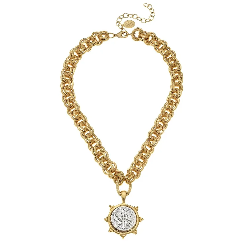 Florence Mixed Metal Italia Coin Necklace