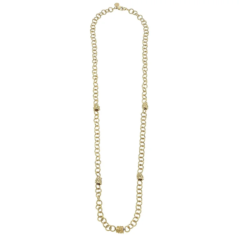 Long Linked Bead Chain Necklace