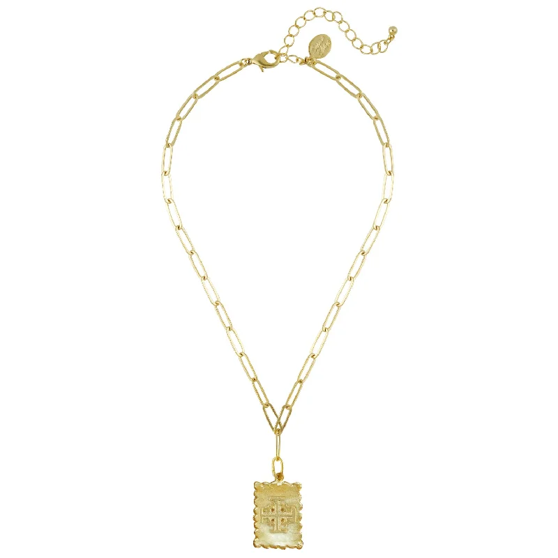 Jerusalem Cross Stamp Necklace