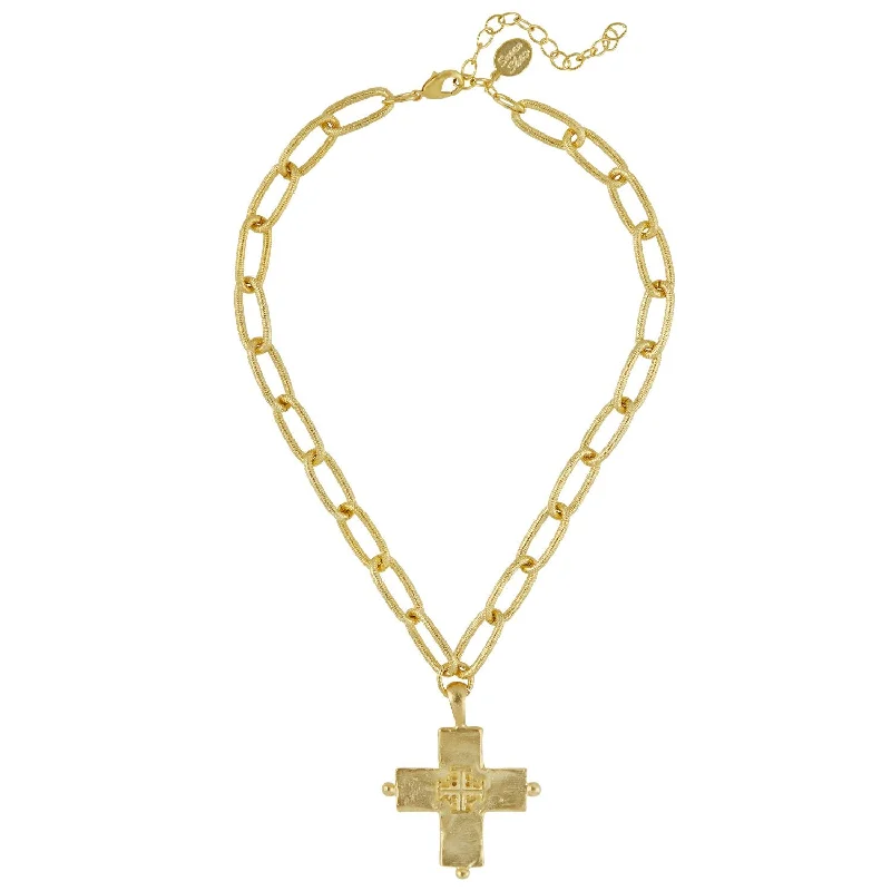 Jerusalem Double Cross Chain Necklace