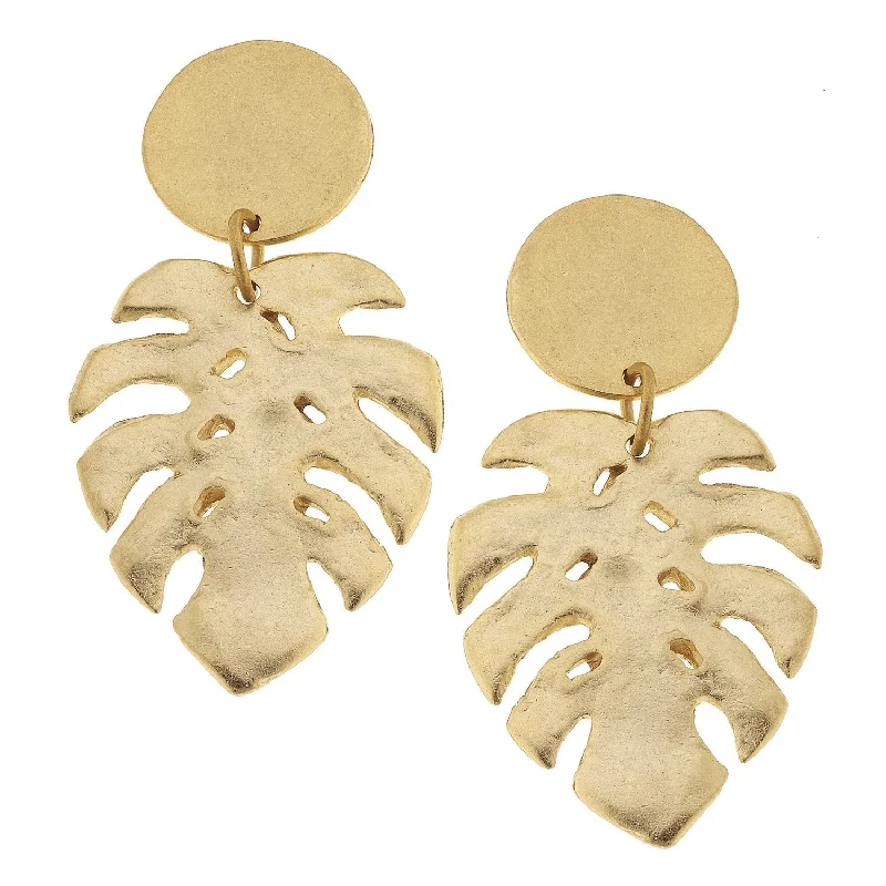 Tropical Palm Leaf Earrings