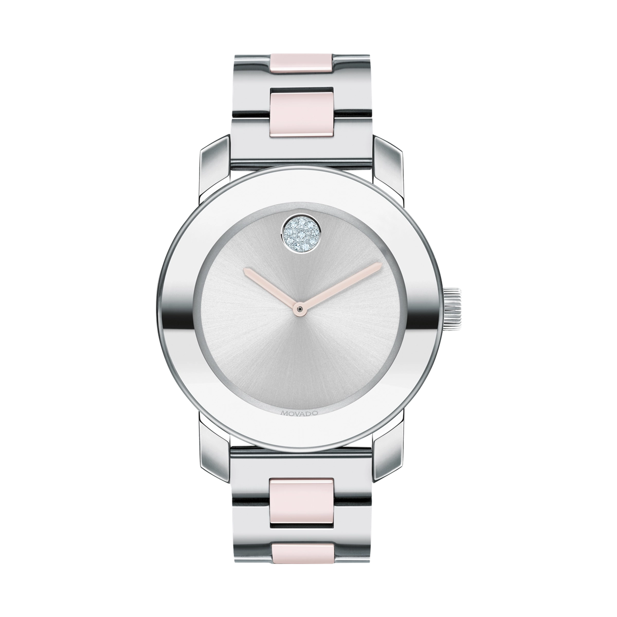 Movado Bold Ceramic Steel & Blush Colored Ceramic Center Links 36mm Quartz