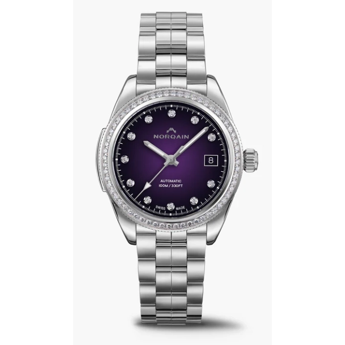 Norqain Ladies Adventure Sport Diamond Bezel Purple Dial Watch