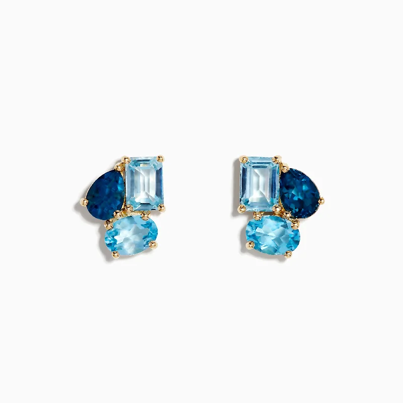 Ocean Bleu 14K Yellow Gold Sky, London, and Blue Topaz Earrings