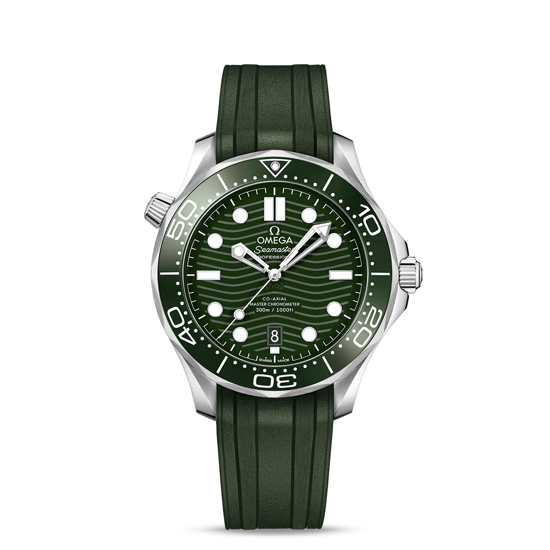 Omega Seamaster Diver 300M Co-Axial Master Chronometer 42mm Green Dial Rubber Strap