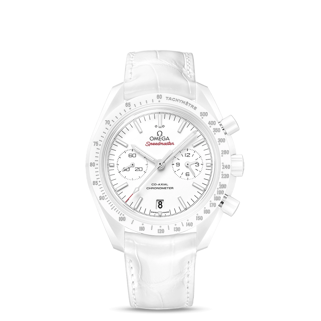 Omega Speedmaster Dark Side of the Moon White Ceramic White dial White strap 44.25mm