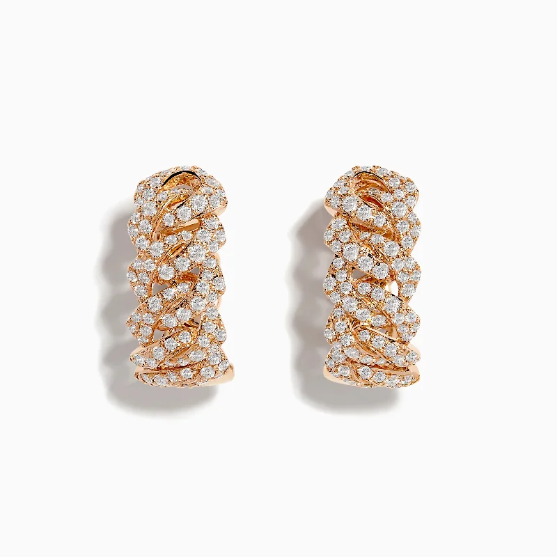 Pave Rose 14K Rose Gold Diamond Huggie Earrings