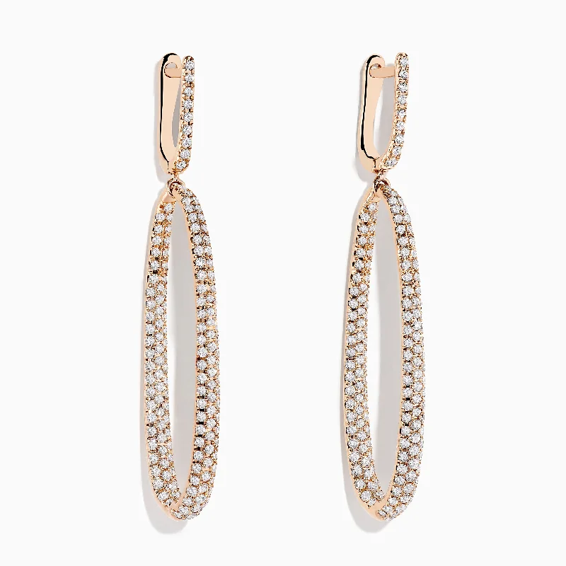 Pave Rose 14K Rose Gold Diamond Inside Out Earrings