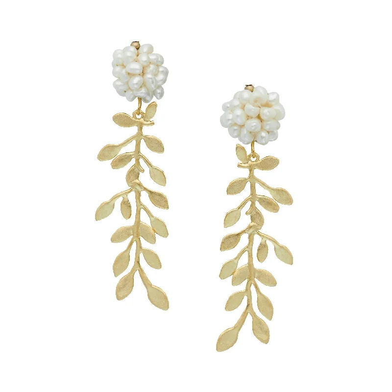 Pearl Cluster Vine Earrings