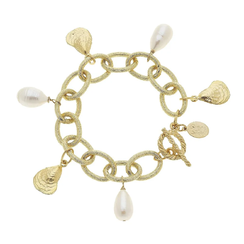 Pearl + Oyster Charm Bracelet