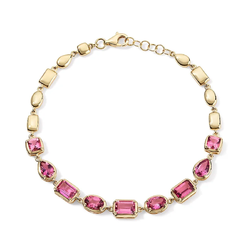 Pink Tourmaline Multi Shape Bracelet