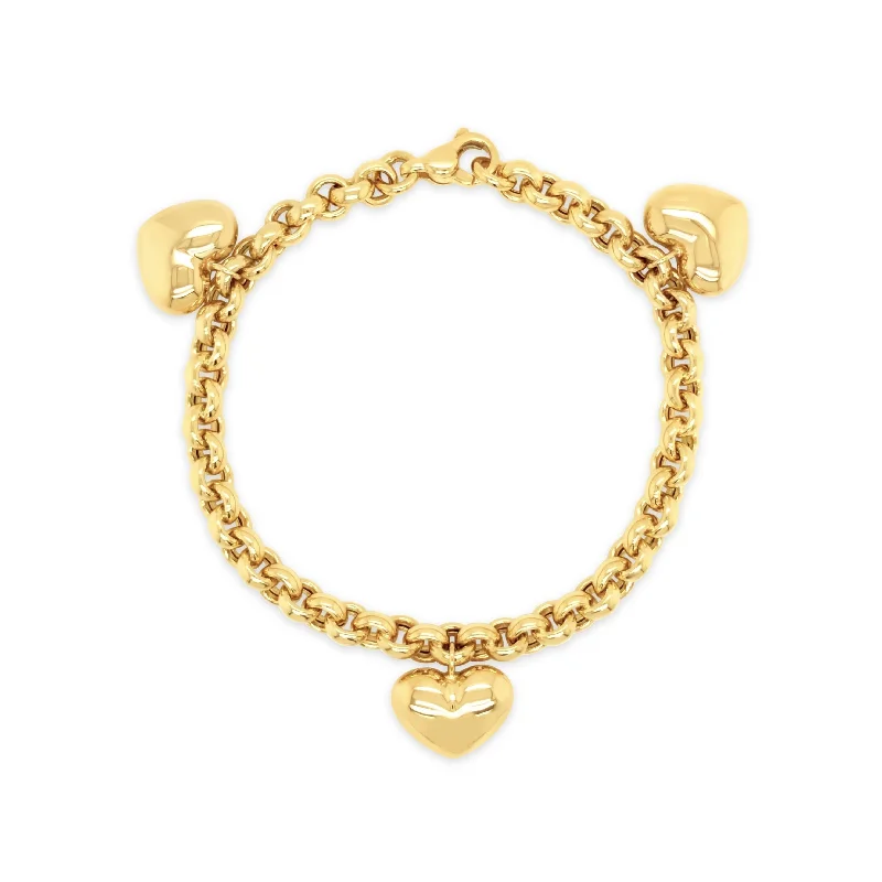 Puffed Heart Charm Bracelet