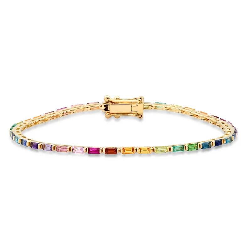 Rainbow Baguette Tennis Bracelet