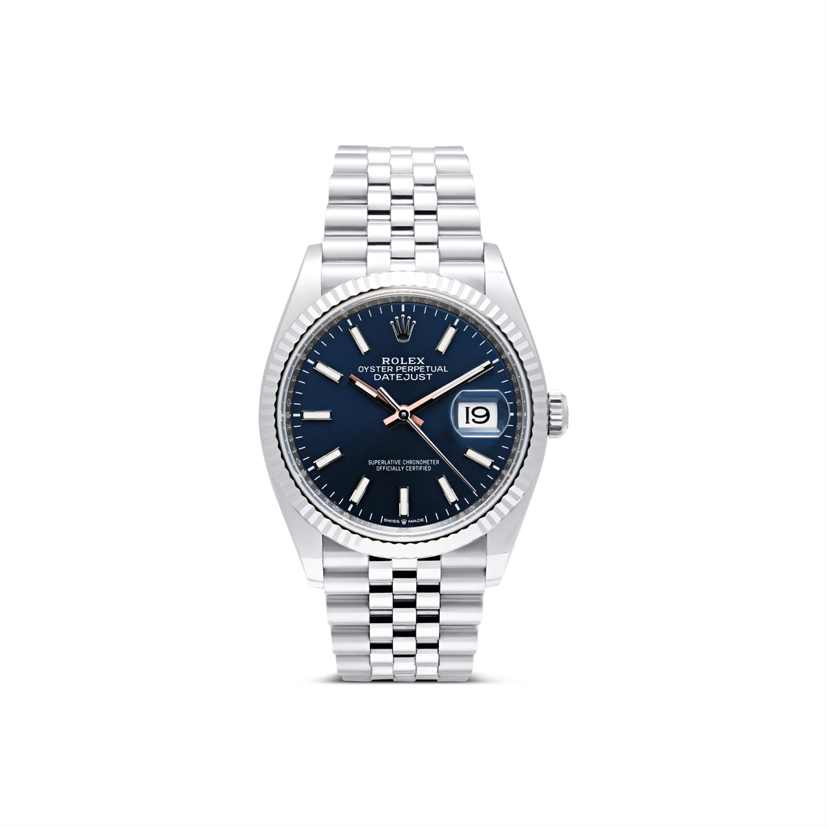 Rolex Datejust 36 SS/WG Blue Index Dial Jubilee Bracelet (Preowned)