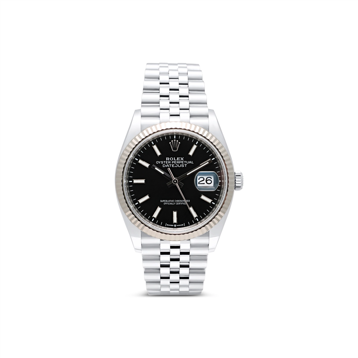 Rolex Datejust 36 SS/WG Black Dial Jubilee Bracelet (Preowned)