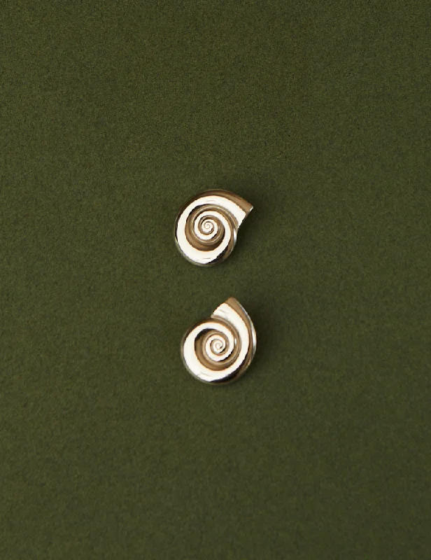 Sardinia Earrings -  Spiral Snail Shell Earrings Silver