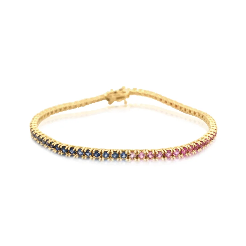 Thin Rainbow Sapphire Tennis Bracelet