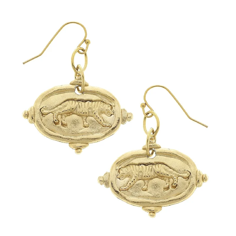 Tiger Intaglio Earrings