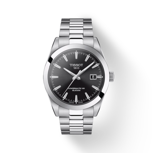 Tissot Gentleman Powermatic 80 Silicium Steel Black Dial 40mm