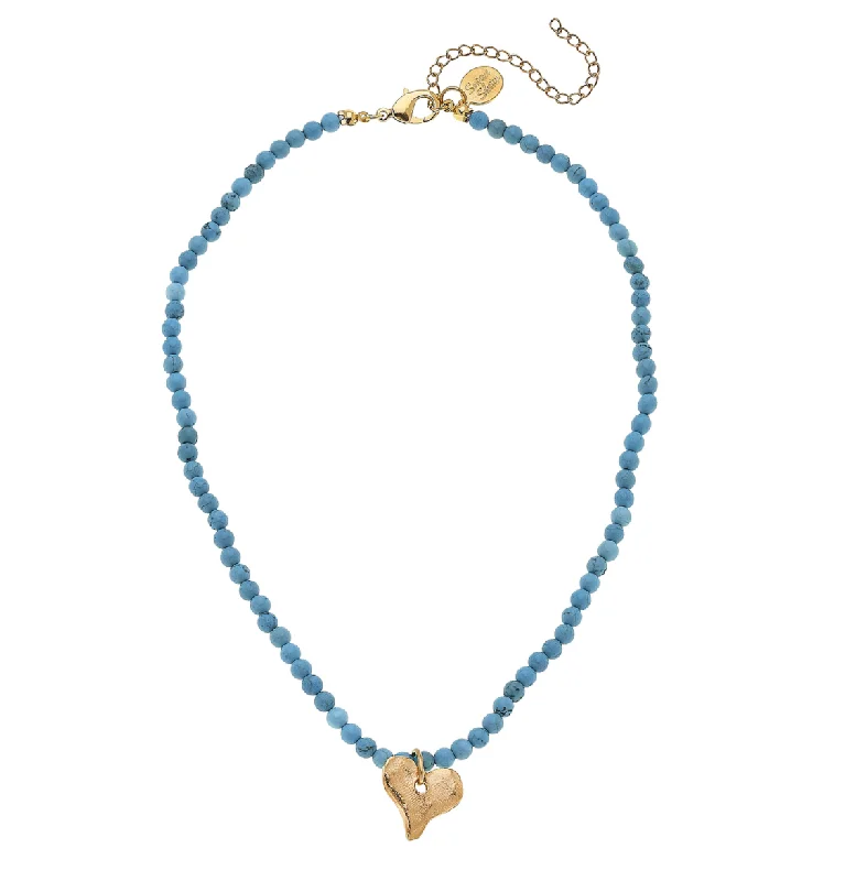 Turquoise Heart Beaded Necklace